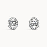 Oval Diamond Halo Studs - White Gold