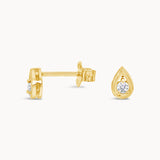 Dew Drop Diamond Studs - Yellow Gold