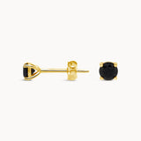 Black Diamond Stud Earrings - Yellow Gold