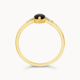 Oval Black Diamond Curve Ring - Yellow Gold