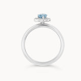 Blue Topaz Diamond Halo ring - White Gold