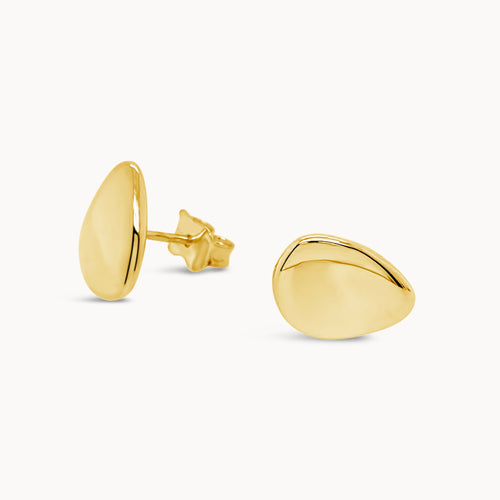 Pebble Studs - Yellow Gold