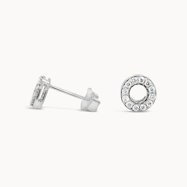 Diamond Open Circle Studs - White Gold