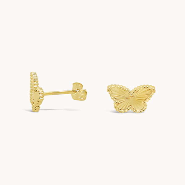 Butterly Earrings with Detailing - Yellow Gold