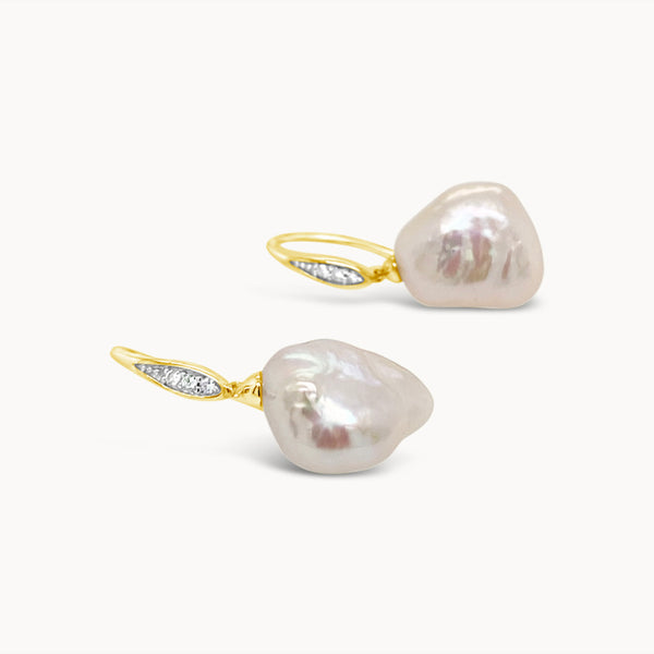 Pearl and Diamond Drop Earrings