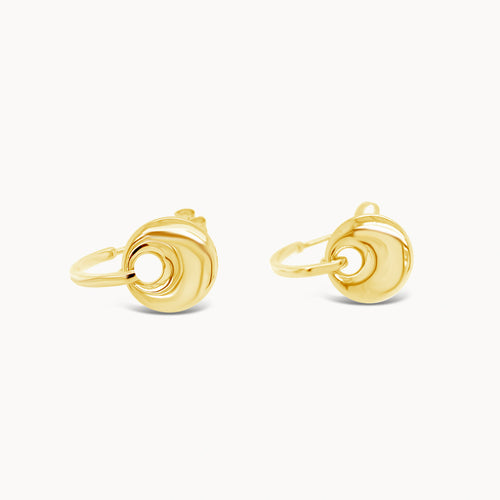 Organic Disk Drop Earrings - Yellow Gold