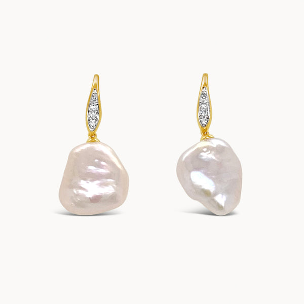 Pearl and Diamond Drop Earrings