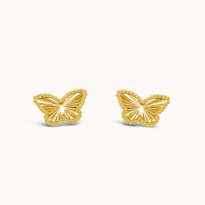 Butterly Earrings with Detailing - Yellow Gold