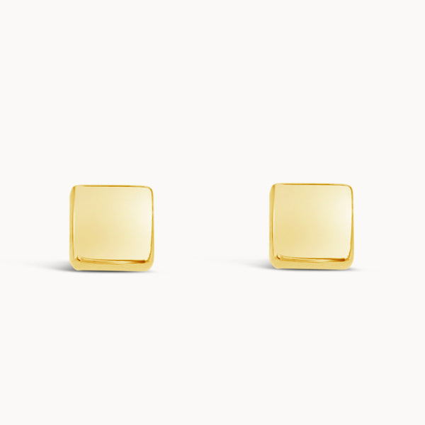 Square Studs - Yellow Gold