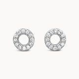 Diamond Open Circle Studs - White Gold