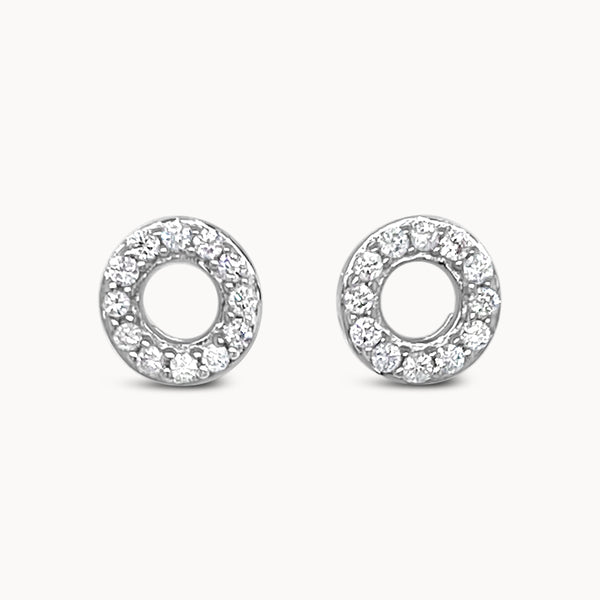 Diamond Open Circle Studs - White Gold