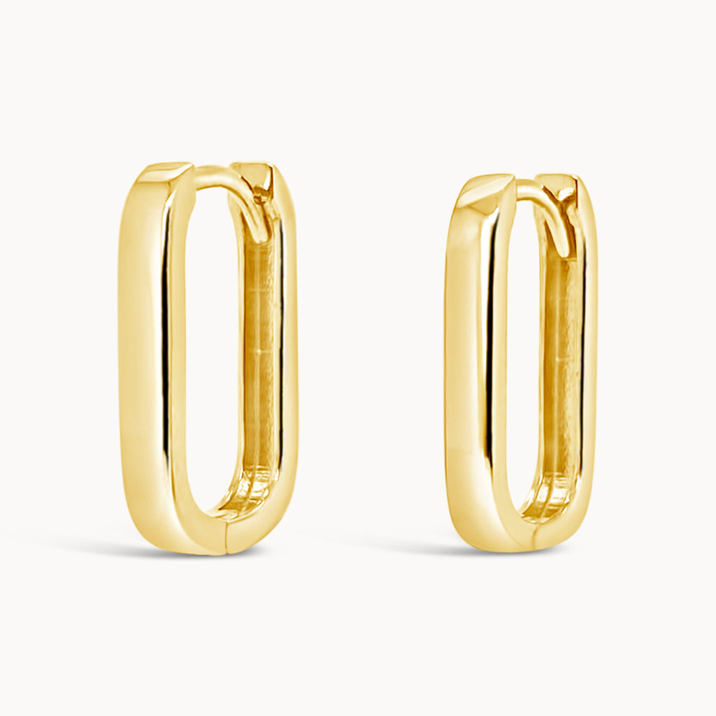 Elongated U Shape Hoops - Yellow Gold – Avita Jewellery