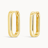 Elongated U Shape Hoops - Yellow Gold