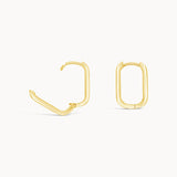 Elongated U Shape Hoops - Yellow Gold