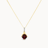Garnet & Diamond Necklace - Yellow Gold