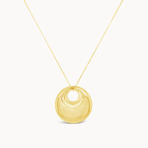 Organic Disk Necklace -Yellow Gold