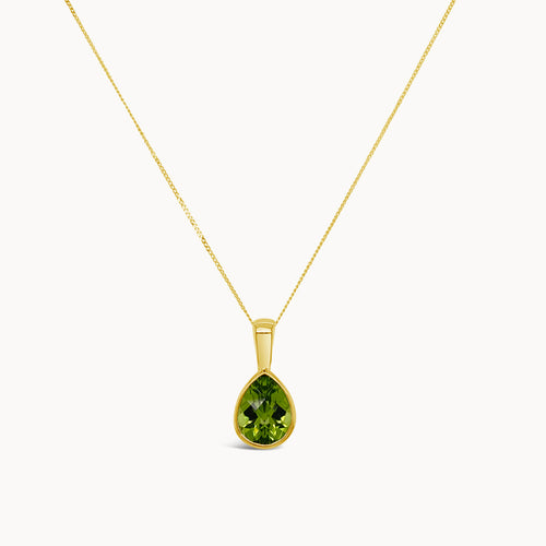 Teardrop Peridot Necklace - Yellow gold