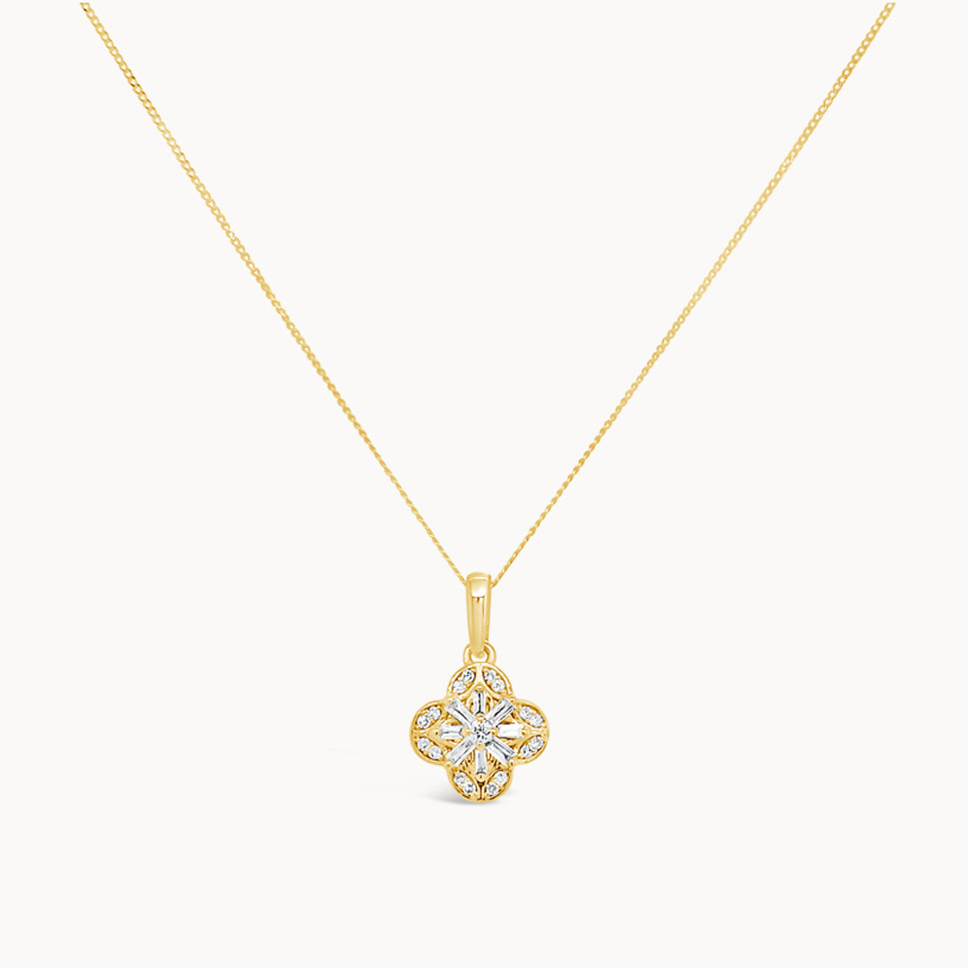 Diamond Flower Necklace - Yellow Gold
