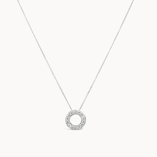 Diamond Open Circle Necklace - White Gold