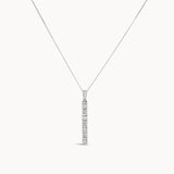 Diamond Baguette Bar Necklace - White Gold