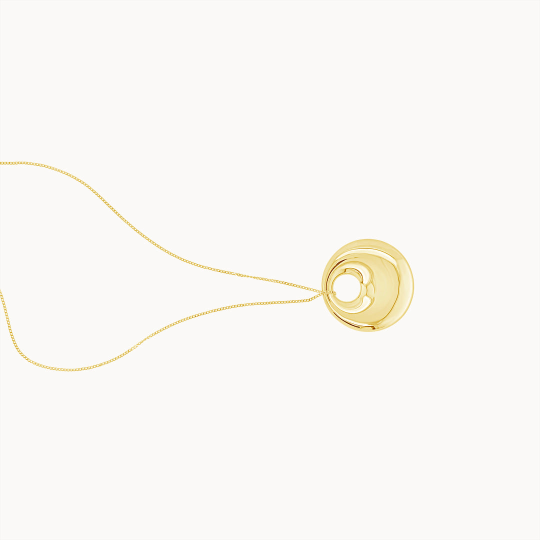 Organic Disk Necklace -Yellow Gold