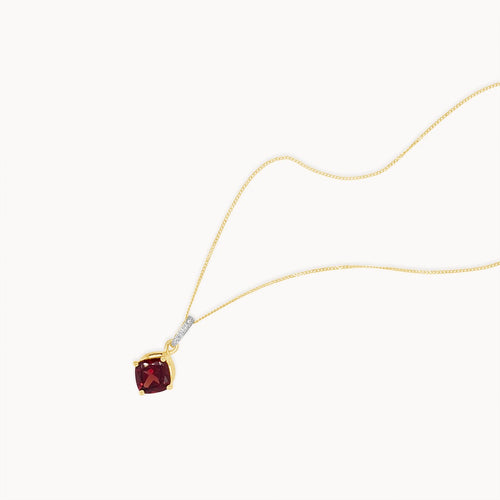 Garnet & Diamond Necklace - Yellow Gold