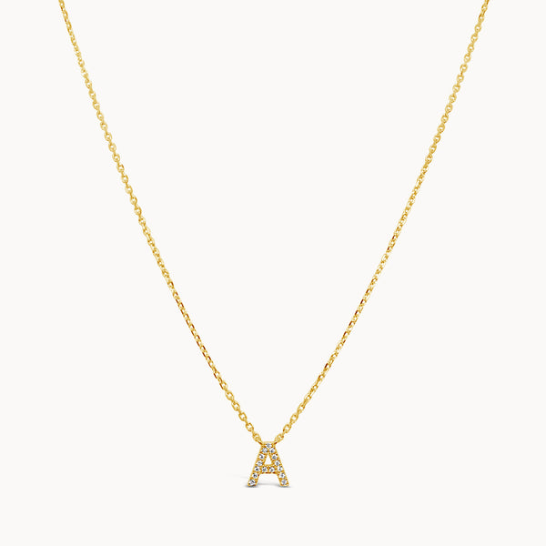 Diamond Initial Necklace - Yellow Gold