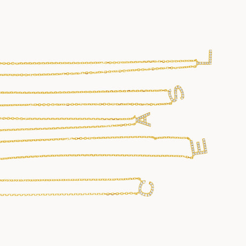 Diamond Initial Necklace - Yellow Gold