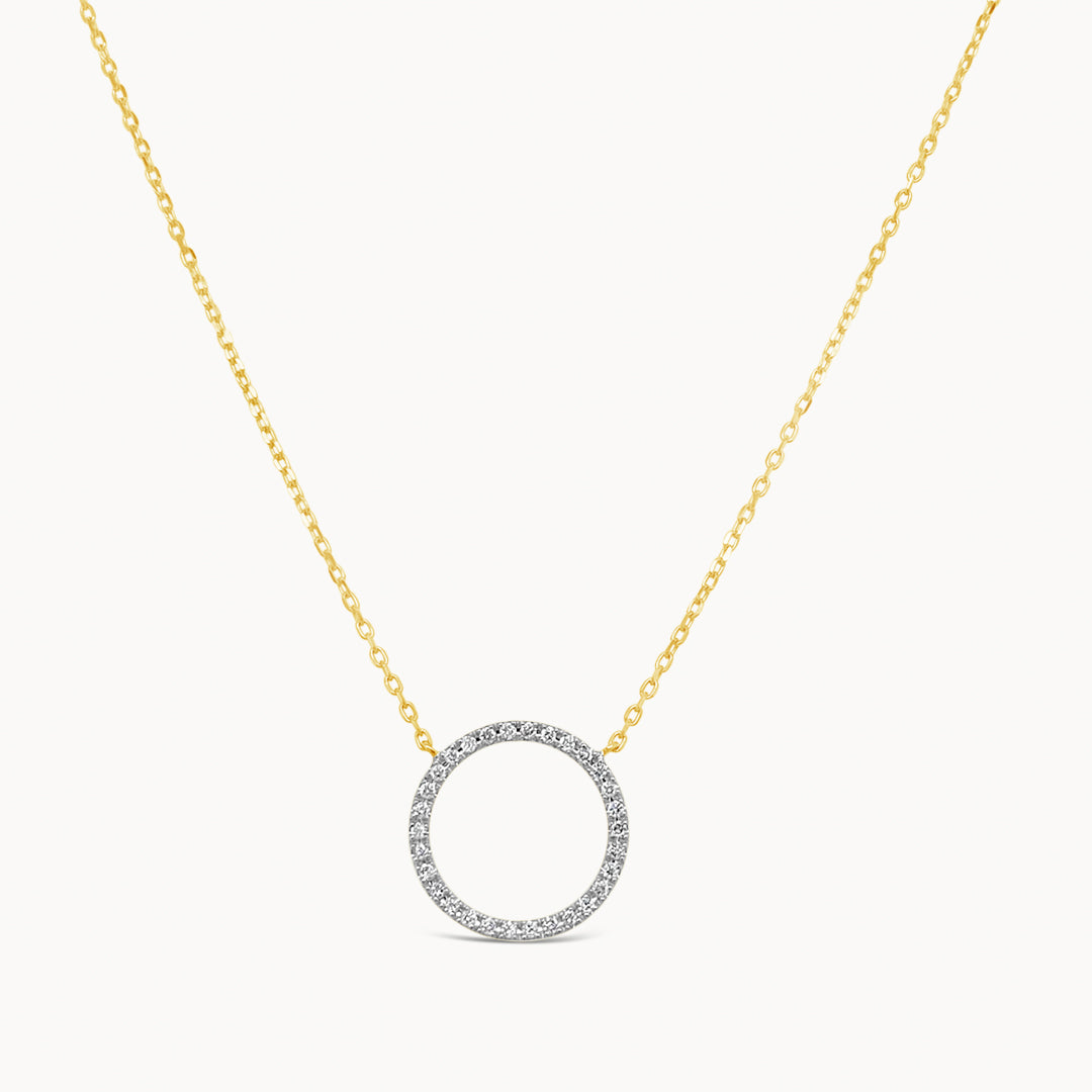 Diamond Open Circle Necklace - Yellow Gold
