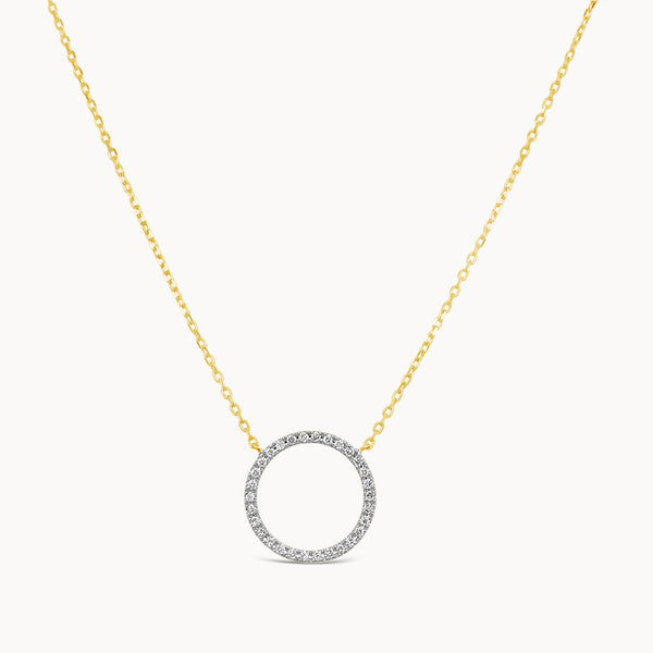 Diamond Open Circle Necklace - Yellow Gold