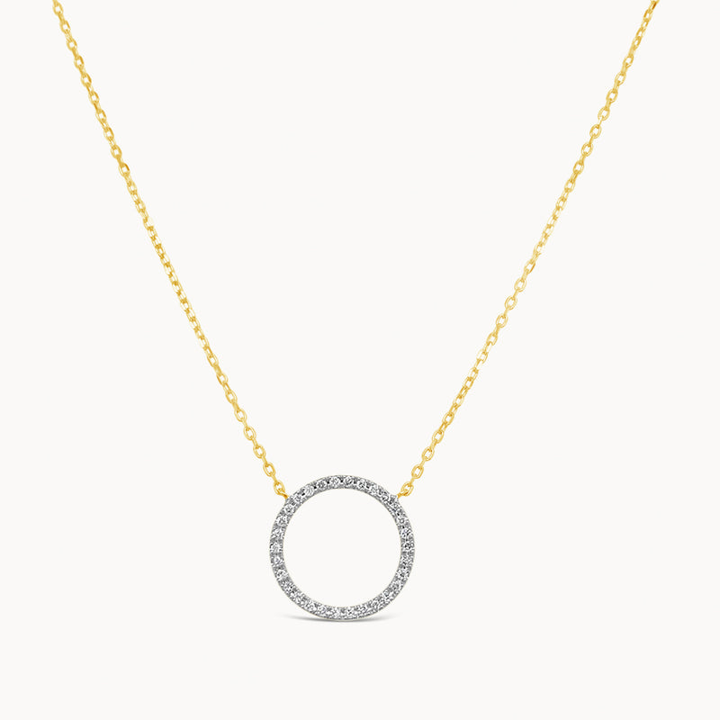 Diamond Open Circle Necklace - Yellow Gold