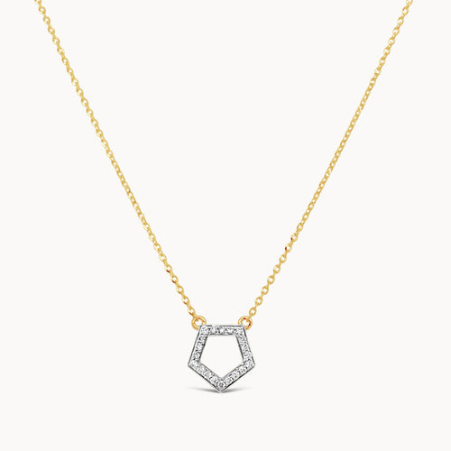 Diamond Pentagon Necklace - Yellow Gold