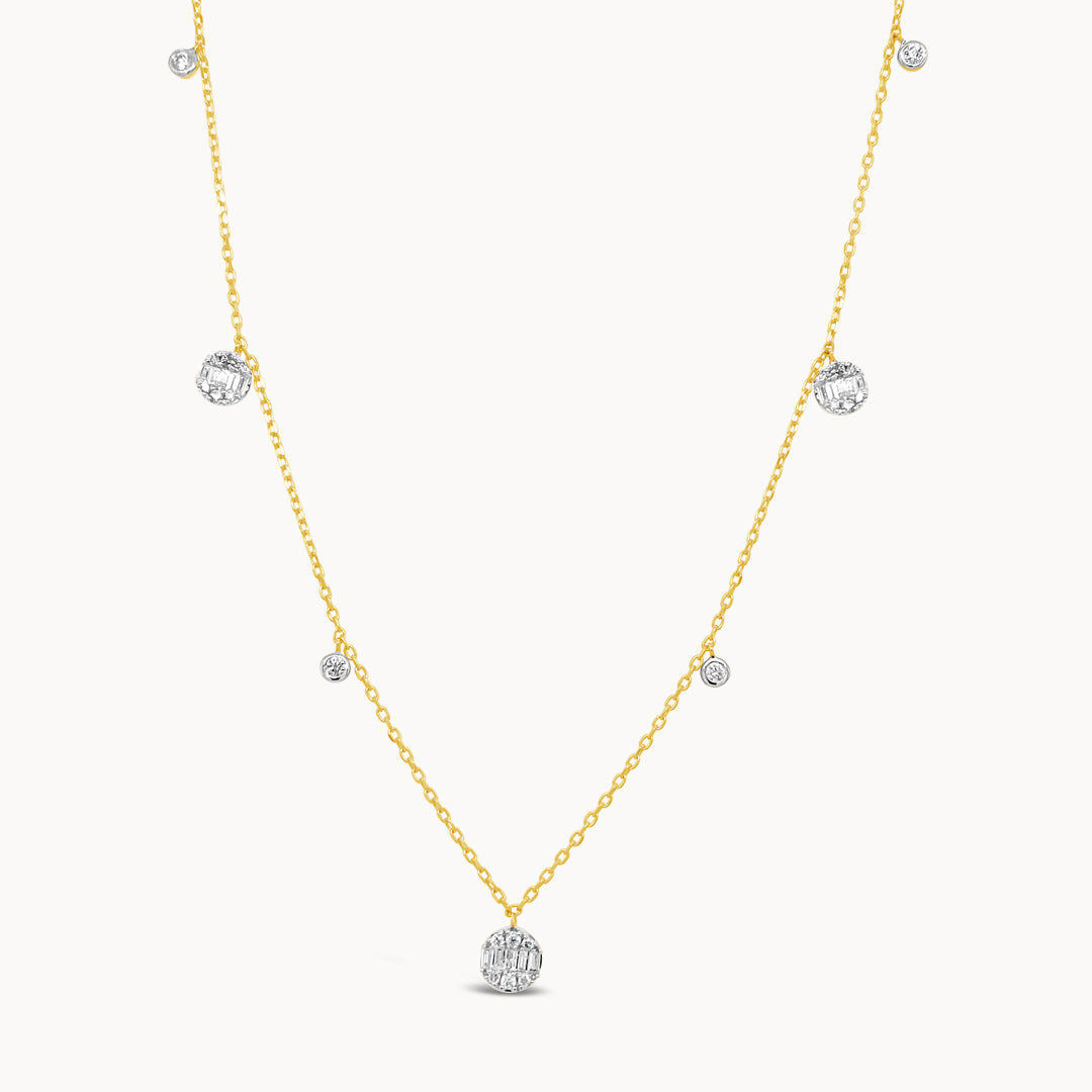 Diamond Multi-Drop Necklace - Yellow Gold