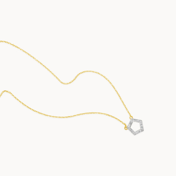 Diamond Pentagon Necklace - Yellow Gold