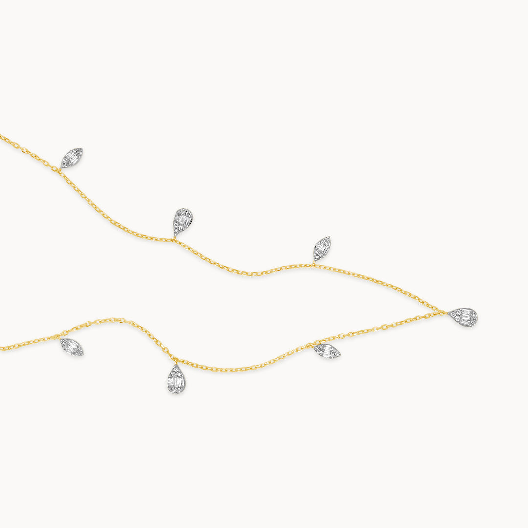 Fancy Diamond Multi-Drop Necklace - Yellow Gold
