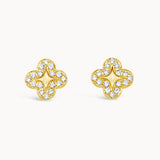 Diamond Clover Celestial Studs - Yellow Gold