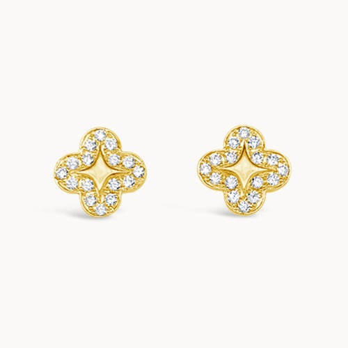 Diamond Clover Celestial Studs - Yellow Gold