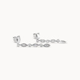 Diamond Round & Marquise Drop Earrings - White Gold