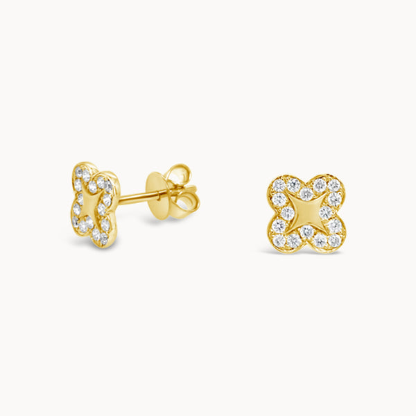 Diamond Clover Celestial Studs - Yellow Gold