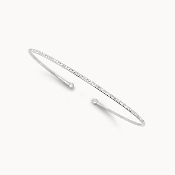 Dainty Diamond Bangle - White Gold