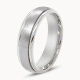 Mens Brushed Metal Court Ring with Polished Edges