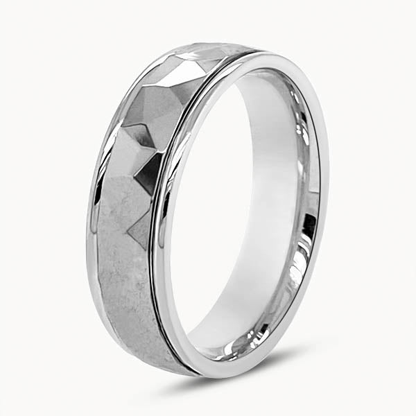 Mens Faceted Court Ring