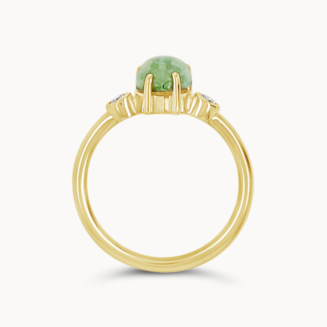 Peridot Pear Trilogy Ring - Yellow Gold