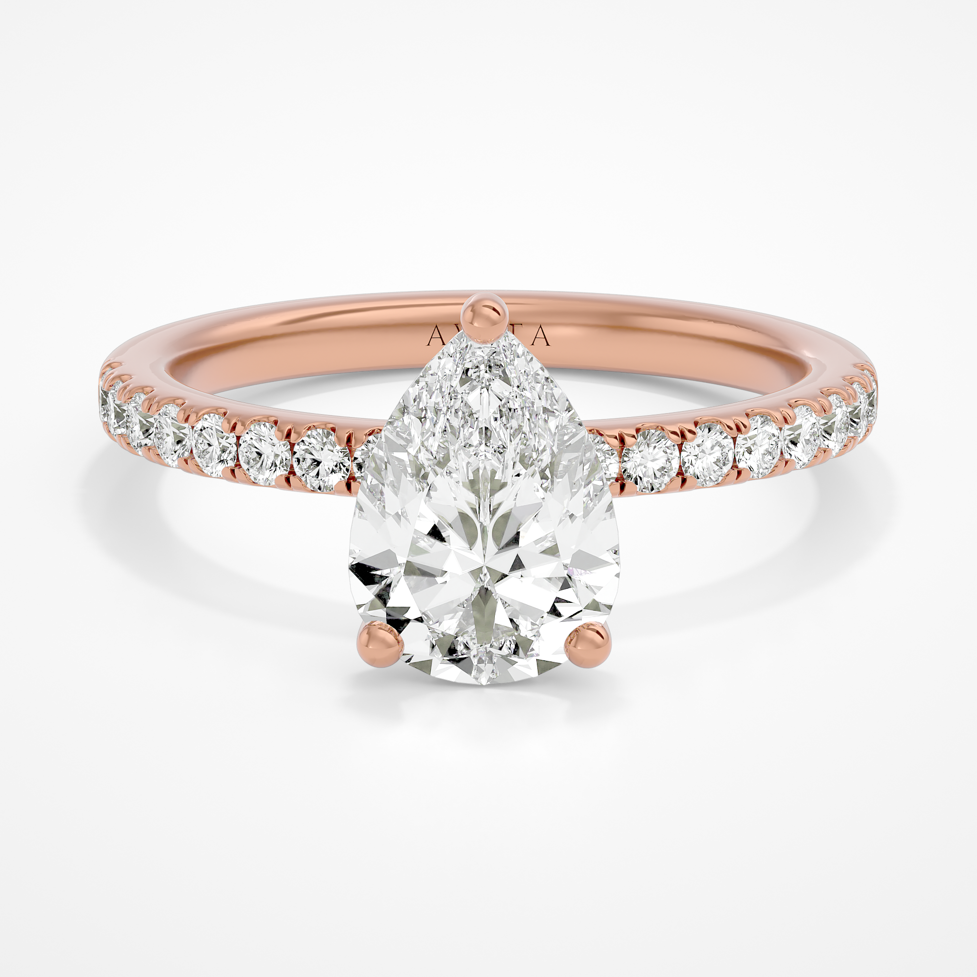 Roxanne Hidden Halo Pear Lab | Rose