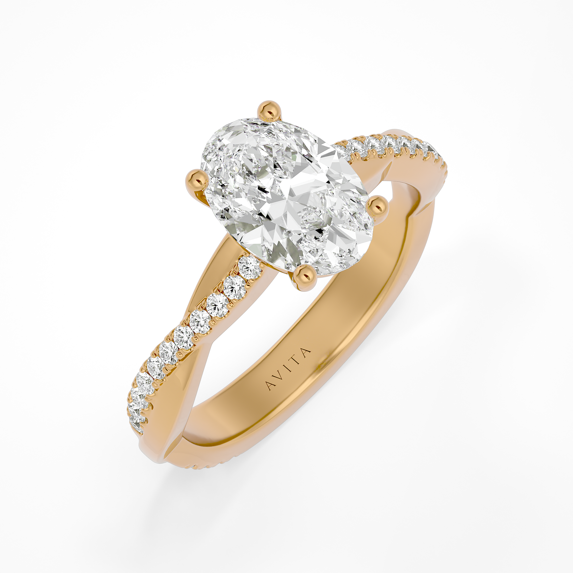 Daisy Oval Lab Yellow Gold