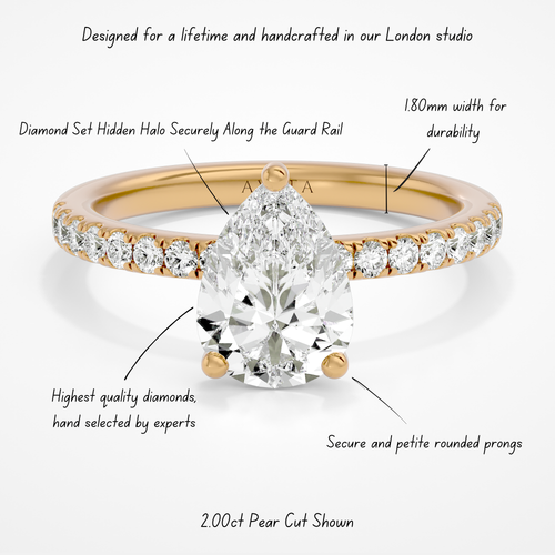 Roxanne Hidden Halo Pear Lab | Rose