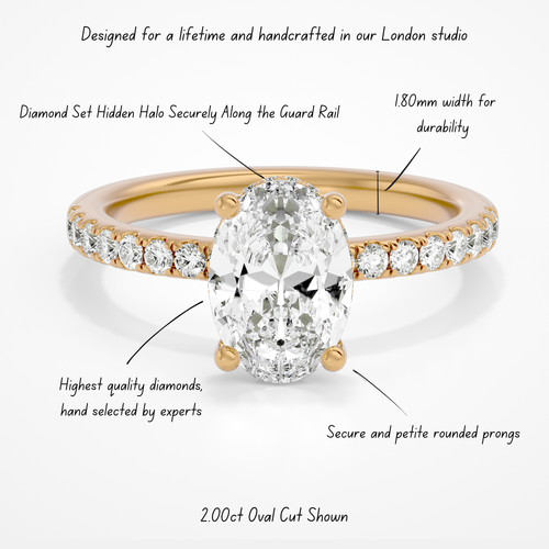 Roxanne Hidden Halo Oval Lab | Rose