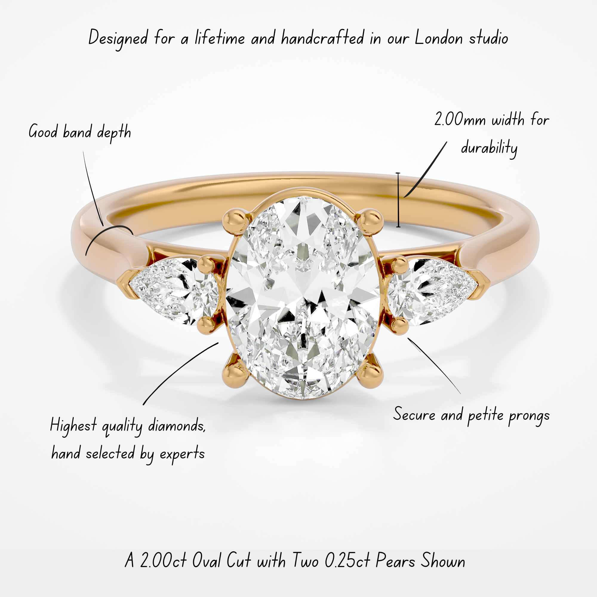 Cassina Oval Lab Yellow Gold