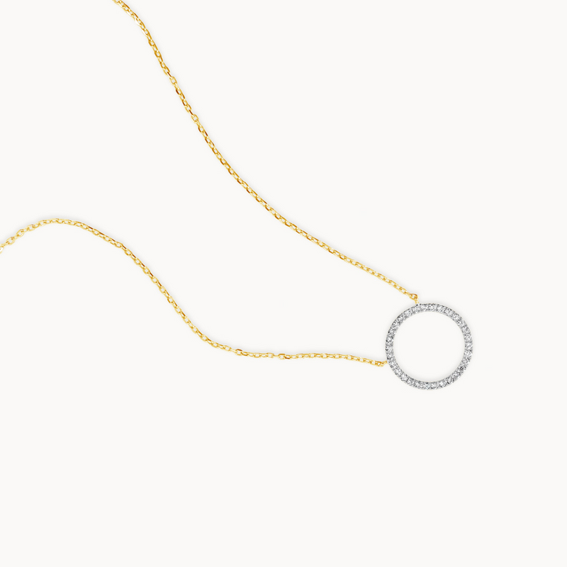 Diamond Open Circle Necklace - Yellow Gold