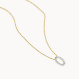Diamond Oval Necklace - Yellow Gold